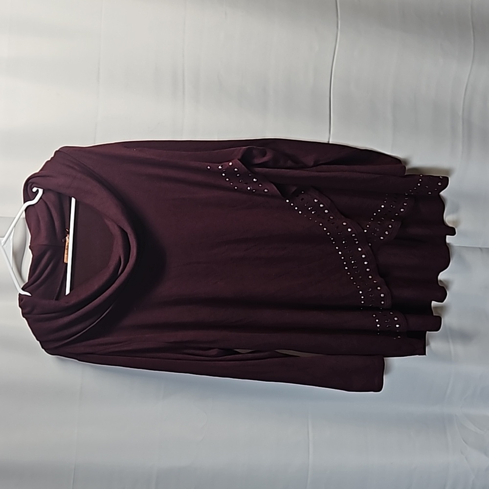 Belldini Burgundy Studded Layer Sweater Sz 3X